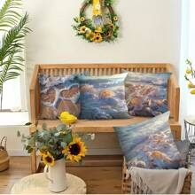 4pcs, Outdoor Twill Waterproof PillowcaseCoastal Ocean Theme Pillowcases - Beach Seashell And Coral