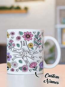 母亲节定制名字马克杯，个性化名字咖啡杯，个性化花朵马克杯，个性化文字周年纪念马克杯，妇女节独特礼物，乔迁礼物，情人节礼物，多功能，装饰性强，时尚，定制，个性化，独特，送给他的理想礼物，送给她的理想礼物，送给她，男朋友，女朋友，爸爸，妈妈，家人，朋友，儿子，女儿，学生，上班族，孩子，办公室，茶室，学校，家庭，早午餐必备，家居生活，圣诞家居氛围，纪念品，旅行收纳 - 款式8 - 查看 4