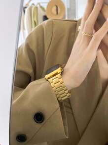 2 件金色不锈钢和 TPU 软质材料可调节表带 + 表壳盖，保护屏幕和机身，兼容手表 Ultra 3 2 1 SE S10/S9/S8/S7/S6/S5/S4/S3/S2/S1，适合男士和女士的多功能礼物 - 金色 - 查看 10