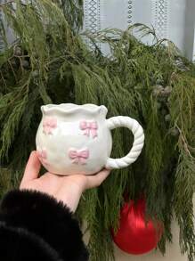 1 件不对称粉色蝴蝶结马克杯，手工制作的 Ins 风格 3D 蝴蝶结牛奶杯、咖啡杯，适用于餐厅、客厅、咖啡厅、礼物 - 小粉蝴蝶結杯 - 查看 7