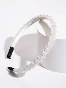 1pc Fine Edge Grid Crystal Headband Hair Accessories, Korean Style,Hairband,Hair Hoop Headbands Head Accessories - White - View 2