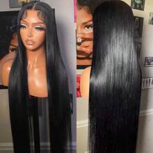 Uveous 30 40 Inch 250 Density Bone Straight 13X6 Hd Lace Frontal Wig 13X6 Transparent Lace Front Pre Plucked 100% Human Hair For Women Bone Straight Lace Front Wig Human Hair - Natural Black - View 3