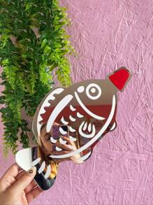 1PC Sojasaus Vis Spiegel Sushi Vis Spiegel Thuis Ambachten Ornamenten Creatieve Decoratieve Spiegel Muurdecoratie