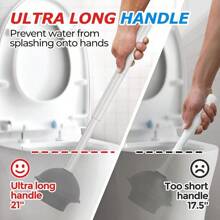 FORASTO 2 In 1 Toilet Plunger And Brush Set,Extended Handle Plunger,Toilet Bowl Brush Plunger Set,Bathroom Cleaning Tools ,Toilet Brush Plunger Combo,Cleaning Brush,Bathroom Cleaning Supplies - 淺灰色 - 查看 4