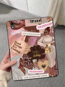 Ayotu Husă pentru tabletă neagră mată pentru iPad, husă de protecție pentru tabletă din silicon moale, neagră, colaj la modă, cu fantă pentru stilou pentru a preveni pierderea stiloului, compatibilă cu iPad a 9-a generație (10,2 inchi), multicolor - iPad Pro 11 inchi 2021 și iPad a zecea generație - Multicolor - Vizualizare 2