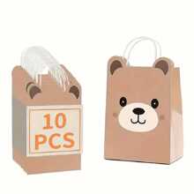 10pcs, Mini Gift Bag, Three-Dimensional Ears Cute Bear Gift Bag, CuteGift Bag, Wedding Gift Bag, Candy Bag, Holiday Gift Bag, Birthday GiftBag,Mother's Day Gift Bag