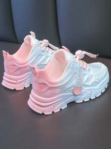1 双女童休闲可爱拼色 PU 设计运动鞋，简约时尚，柔软舒适，适合小女孩的休闲鞋，适合日常穿着、上学、体育赛事、户外活动 - 粉色 - 查看 6