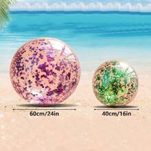 1pc PVC Inflatable Glowing Colorful Beach Ball, Beach Toy For Family Party Decoration & Swimming Pool - Multicolor - View 11