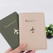 2 件套时尚轻质 PU 皮革简约图案学生情侣旅行护照夹套装，适合飞行、学校、婚礼、蜜月