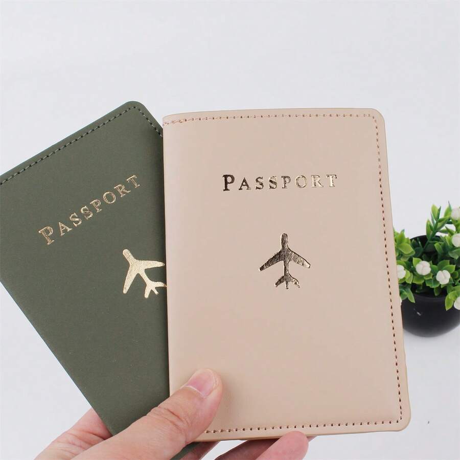 2 件套时尚轻质 PU 皮革简约图案学生情侣旅行护照夹套装，适合飞行、学校、婚礼、蜜月