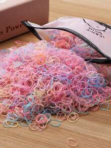 1000/2000个/套女士多色混色鸟包一次性橡皮筋简约百搭无需发圈隐形高弹力时尚发圈适合日常居家通勤编发休闲运动使用头饰