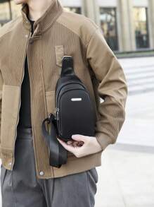 1pc Plain Color Multi-Pocket Men's Fanny Pack, Stylish Versatile Waist Bag Suitable For Daily Use, Travel & Vacation, Adjustable Shoulder Strap - Multicolor - View 3