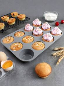 1 Piece Silicone Muffin Pan-12 Cup Muffin Cupcake Baking Pan, Non-Stick Silicone Cupcake Molds For Baking Muffin, Cake, Tart, Bread, Brownie (Grey) - Grey - View 9