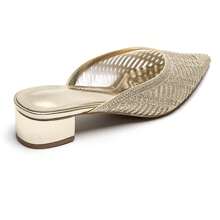 Mules à Talon Bas Avec Bout Pointu Et Strass Brillants - Gold - View 4
