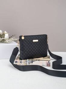 女士时尚波浪压纹链条斜挎包、单肩包、手拿包、信封包 - 黑色 - 查看 3