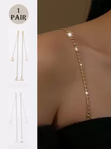 1 Pair Women's Bling Rhinestone Shoulder Strap Elegant Copper Body Chain Sexy Invisible Bra Strap For Rave - Multicolor - View 2