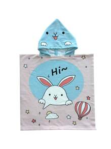 1 件连帽浴袍，1 件，男孩和女孩强吸水柔软透气斗篷，可爱动物图案连帽斗篷毛巾海滩和浴室使用