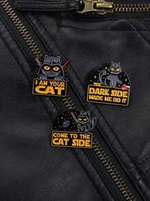 3 chiếc ghim tráng men COME TO THE CAT SIDE tùy chỉnh THE DARK SIDE MADE ME DO IT trâm cài áo huy hiệu vải trang sức động vật quà tặng cho bạn bè - Nhiều màu - Xem 6