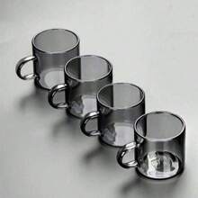 12/6/4/2pcs Set Black Heat-Resistant Glass Tea Cups, Suitable For Home, Office, Drinking Water, Tea, Juice, Concentrated Coffee, Etc. - Black - View 2