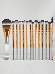 MAANGE 14pcs Professional Soft Long Aluminum Tube Makeup Brush Set,Eyelash Brush,Eyeshadow Brush, Eyebrow Brush, Blending Brush,Lip Brush,Highlight Brush,Concealer Brush,Makeup Brush For Powder Liquid Cream,For Daily Use And Travel,Makeup Accessories Gifts For Friends ﻿ ﻿ ﻿ ﻿ ﻿ - 彩色 - 查看 3