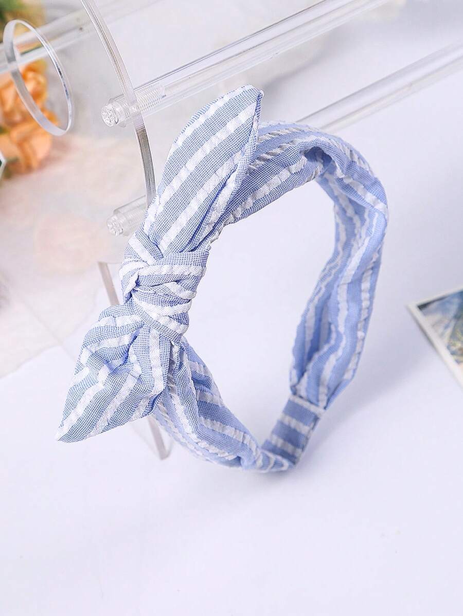1pc Blue Countryside Style Teen's Headband, Suitable For Daily Wear And Vacation, Spring/Summer - Blue and White - View 1