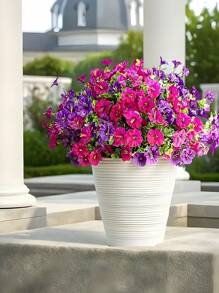 4 件 - 鲜艳多色人造植物花户外春夏装饰，假粉色丝绸雏菊桉树逼真抗紫外线，适用于室内外装饰户外家庭花盆门廊露台花园窗户露台装饰，婚礼和家居装饰露台花园窗户庭院装饰，圣诞装饰，冬季装饰，2026 年新年 - 兩色 - 查看 7