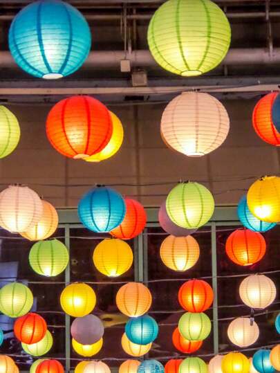 10pcs/20pcs/30pcs Multi-Color Paper Lanterns 20cm/25cm, Suitable For Wedding, Birthday, Yard, House Warming Party, Decoration (Lights Not Included)