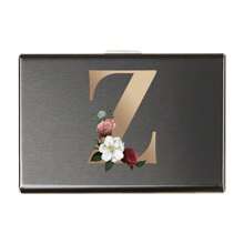 Metal Card Box Holds 6 Card Cases Men RFID Blocking Metal Slim Wallet Credit Card Holder Slim Wallets Money Bag Card Cover Initial Name A To Z Letter Printing Anti-Scan Credit Card Holder Thin ID Case - Black - View 17