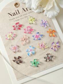 30Pcs Flower Nail Art Charms 3D Hawaii Flowers Nail Rhinestones Hibiscus Floral Nail Gems Colorful Flower Nail Diamonds Spring Summer Nail Jewelry Floral Nail Nail Supplies Nails