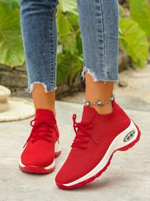 女士休闲透气减震步行鞋，时尚厚底运动鞋