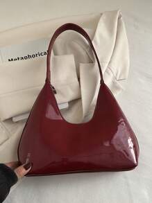 高端漆皮腋下包，简约女士长方形手提包活动