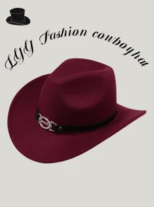 1pc Tie-Dye Letter Casual Bohemian Retro Vintage Elegant Cute Polyester Solid Color Western Cowboy Party Cap, Unisex Fedora Hat For Gathering, Festival, Outdoor Riding