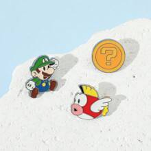 SuperMario 1/3 Pcs Creative Cartoon Mario Metal Badge Luigi Zinc Alloy Brooch Gold Coin Shape Enamel Badge Accessories A Gift For Friends - One Size - View 8
