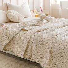 1pc Premium Grade Knitted Lightweight Airy Double Gauze Soybean Summer Quilt/Comforter - Flower Stream Rabbit - View 3