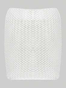 Women Beach Skirt, Cover-Up Skirt Hollowed Solid Summer Mini Knitted Skirt For Vacation SeasideCoachela Festival Swimsuits For Woman, Bathing Suits For Women, Trajes De Baño Mujer - 白色 - 查看 9