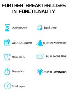 SANDA. SANDA Men's Luxury Sports Electronic Wrist Watch, Shock Resistant, Waterproof, Chronograph, Stopwatch, Alarm, Multi-Function LED Digital Watch - one-size - View 11