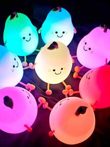 Luz lámpara de silicona con diseño de fruta de pera de dibujos animados, con 7 colores de luz diferentes para cambiar libremente, se puede usar como decoración de dormitorio, regalo lindo, regalo de fiesta, etc.