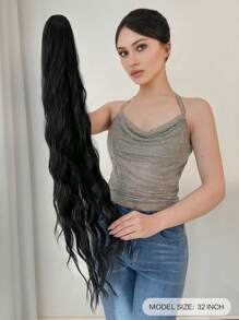 32 Inch Black Claw Ponytail Hair Extensions, Soft Natural Wavy Synthetic Wig For Women - Black - View 3