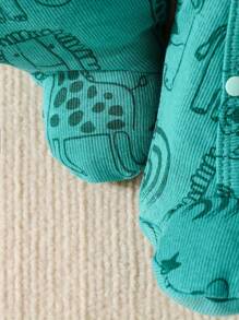 Baby, Junge, Junge, bequemer, atmungsaktiver Jumpsuit, süßes Tiermuster, Rundausschnitt, Langarm, einfaches Knopfdesign, Krabbelhilfe, Jumpsuit, Jumpsuit