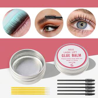 Set de 3 piezas de herramientas para levantamiento de pestañas, que incluye pegamento sólido para levantamiento de pestañas y un rodillo con cepillo para levantamiento de pestañas y laminado de cejas sin necesidad de pegamento. La almohadilla y el cepillo para el rizado de pestañas están integrados, lo que acelera el tiempo de rizado.