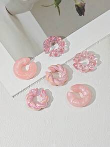 Set de 8 pares de aretes de clip en C de cuentas acrílicas de estilo simple y vibrante con tema de dopamina, regalo para mujeres para usar a diario o en fiestas