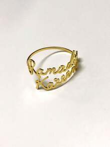 2pcs/6pcs Auspicious Letter Napkin Rings, Double-Layered Metal Electroplated Napkin Rings For Hotel, Western Restaurant, Holiday Party, Dining Table Decor - Multicolor - View 14