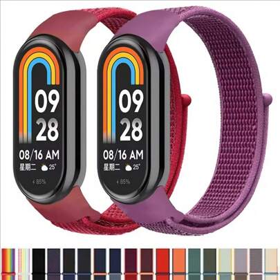 Nylon Loop Strap For Mi Band 9/8 NFC SmartWatch, Replacement Sport Wristband For Mi Band 7/6/5/4/3 Bracelet