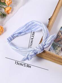 1pc Blue Countryside Style Teen's Headband, Suitable For Daily Wear And Vacation, Spring/Summer - Blue and White - View 4