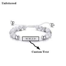 Black Frosted Steel Brand Bracelet, Customized Bracelet, Adjustable Braided Bracelet, Stainless Steel Engraved Letters