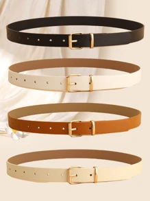 (4 Stück/Set) Quadratische Schnalle Retro Elegante PU Leder Gürtel, vielseitig & minimalistischer Stil Damen Taillengürtel Sommer, Schule Herbst, Herbst, Halloween