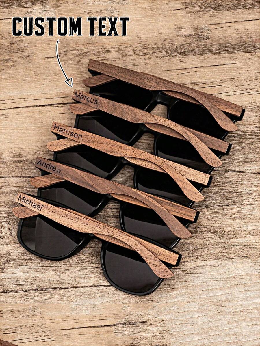 Personalized Wooden Fashion Glasses For Boy, Groomsmen Fashion Glasses, Custom Engraved Fashion Glasses, Groomsmen Proposal, Wedding Christmas Gift For Boy Engraved,Vintage,Contracted,Funny,Stylish Back To School - Multicolor - View 1