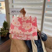 20pcs  Tote Bags - Cute Cartoon Design, Ideal For Birthday Gifts & Shopping, Plastic, White