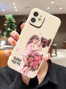 母亲节 1 件装温馨母女艺术图案全 TPU 防震手机壳适用于苹果 iPhone 16 15 14 13 12 11 Pro Max - 彩色 - 查看 4