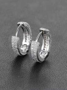 2件套男士朋克耳环，钛金属耳钉，金银色镶钻耳环